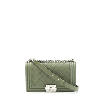 CHANEL MEDIUM BOY BAG CAVIAR LIGHT GREEN