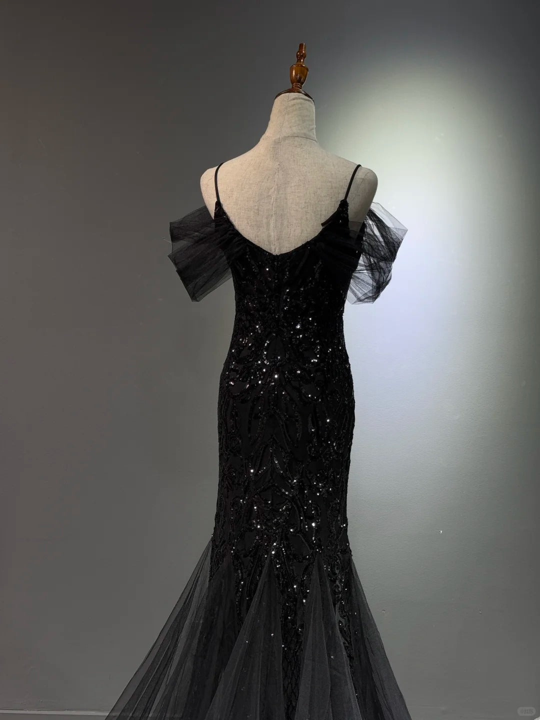 preppydressess -Black shiny mermaid long sequined ball gown evening dress graduation dress gh5112