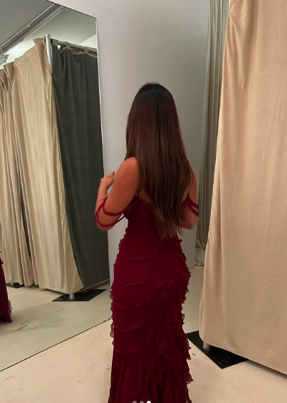 Pretty Mermaid Off The Shoulder Burgundy Slit Long Prom Dresses Formal Evening Dress SD1501