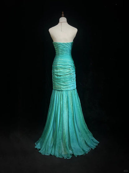 Green Gorgeous Shiny Elegant Long Tulle Mermaid Slim Fit Sequin Ball Gown Evening Gown Party Dress Prom Gown gh3848
