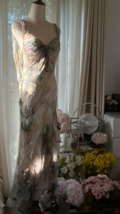 Fairy Beading Elegant Long Tiered Chiffon Ball Gown Evening Gown Party Dress gh4752