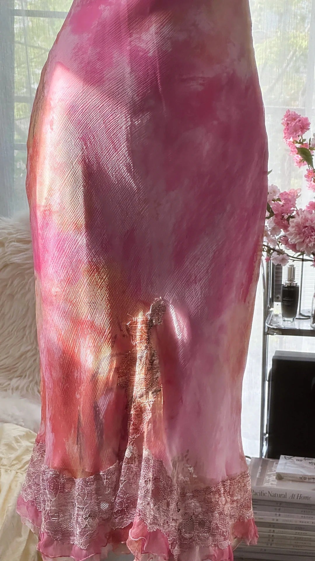 Pink gorgeous gradient exquisite beaded lace long chiffon fairy ball gown evening dress wedding party dress prom dress graduation date dress gh3990