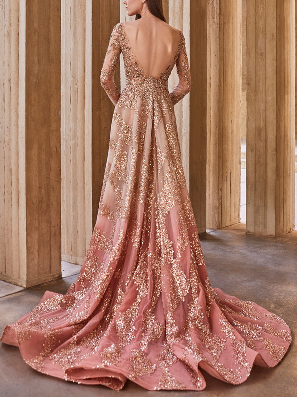 Sequined Elegant Mesh Women's Dress