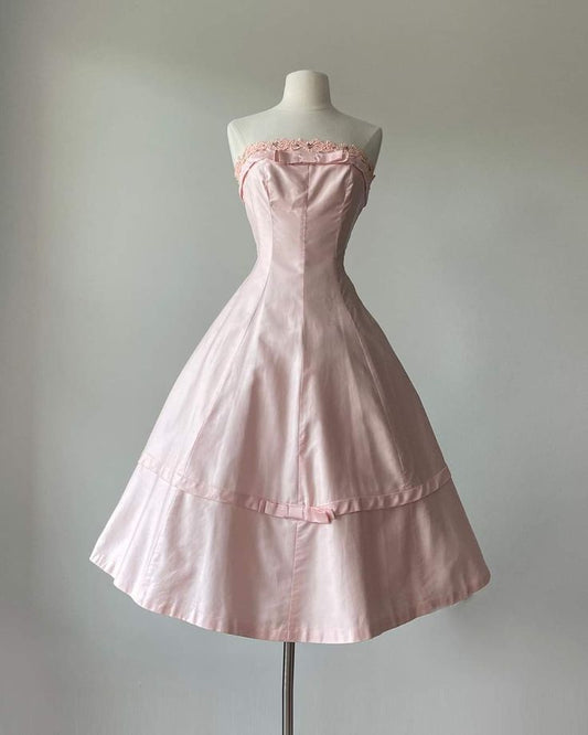 Pink Cute Elegant Fashion Exquisite Lace Midi Satin Homecoming Dress Prom Dress Evening Dress Party Dress gh3383