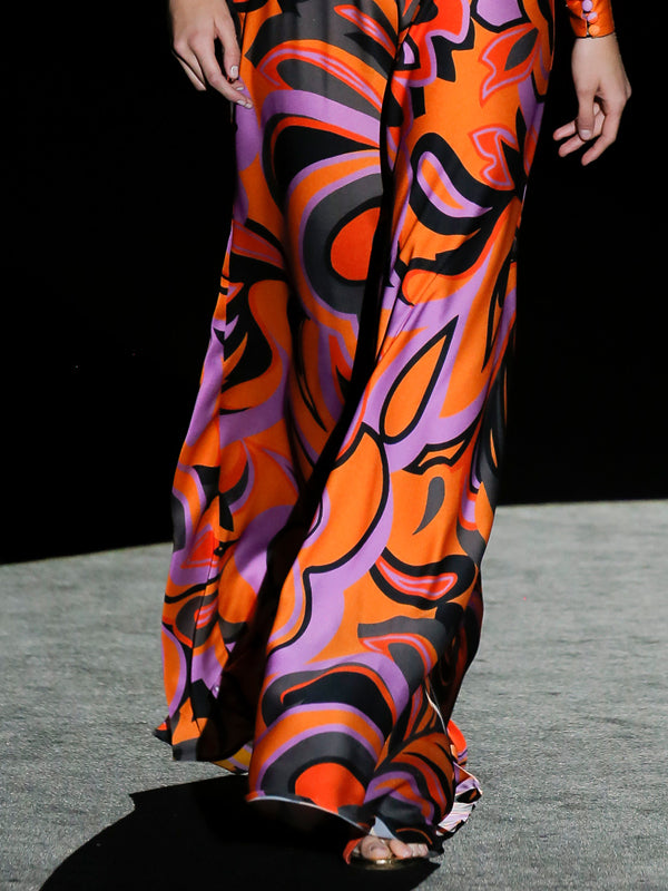 Abstract Floral Prints On Catwalk Women's Dress