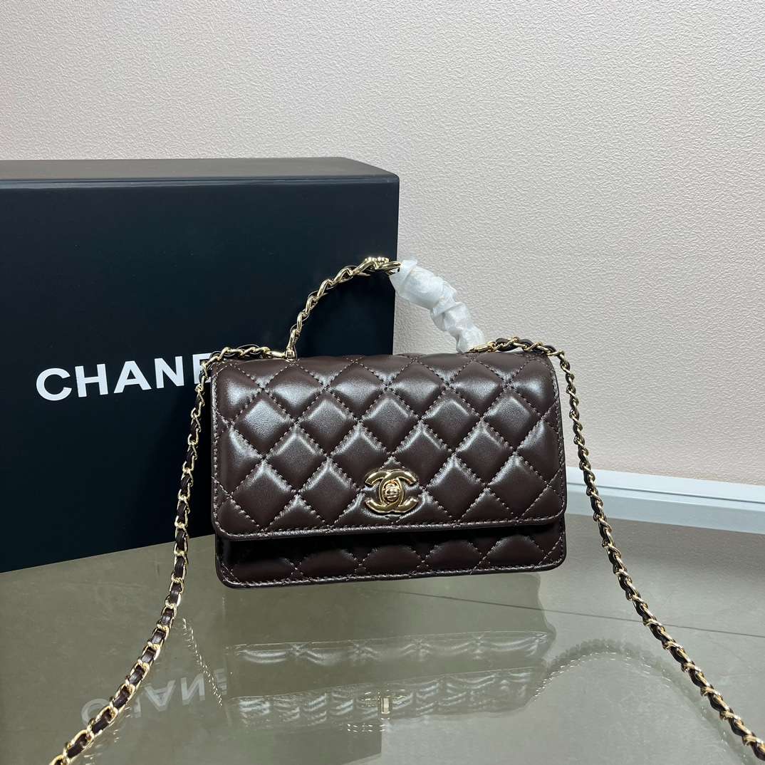 CHANEL  Quilted Flap Shoulder Bag Brown