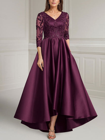 Asymmetrical Satin Lace Women's Dress