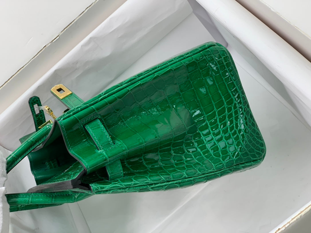 H BIRKIN 30 CROCODILE GOLD-TONED HARDWARE DARK GREEN