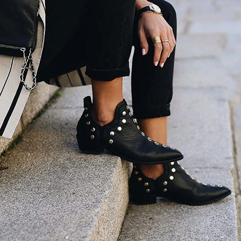 Pointed Toe Rivet Personalized Women's Short Boots
