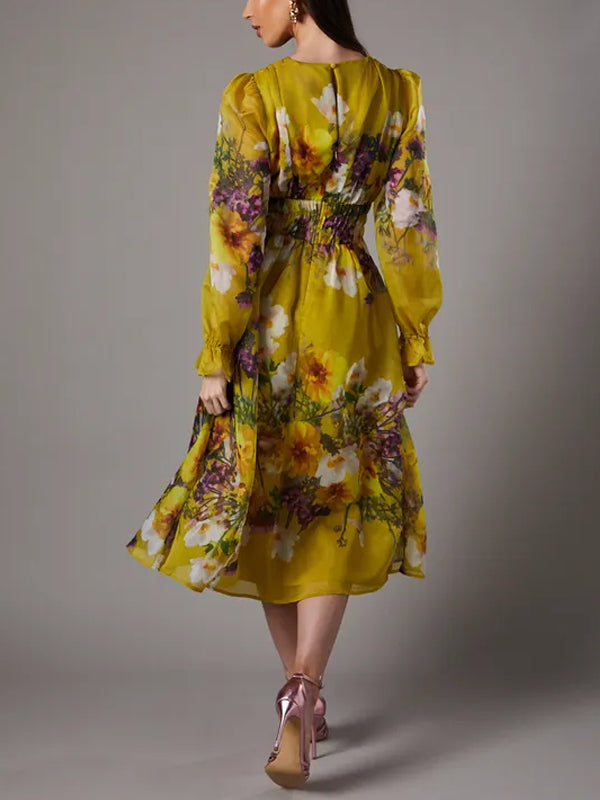 Organza Temperament Print Comfortable Women's Skirt Suit
