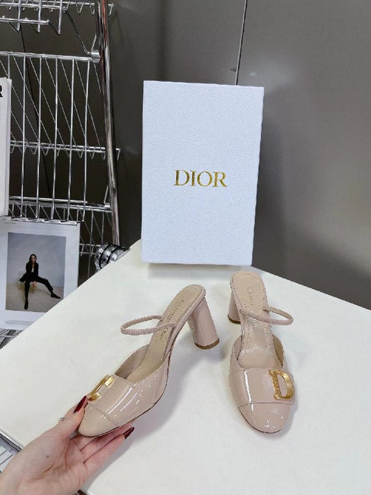 Dior Women C’est Dior Heeled Slide Nude Patent Calfskin