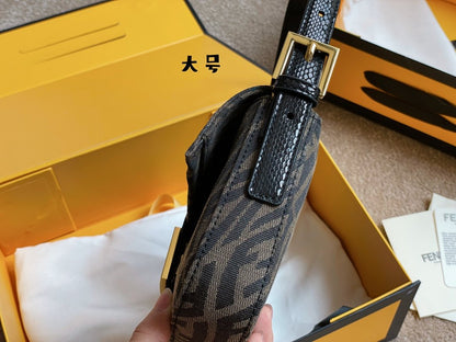 Fendi Women Baguette 1997 Brown Jacquard FF Vertigo Bag