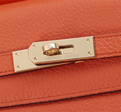 H KELLY ORANGE SELLIER ROUGE EPSOM GOLD HARDWARE 28CM