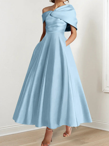 A-Line/Princess Ankle-Length Sleeveless Off-the-shoulder Mother of the Bride Dresses