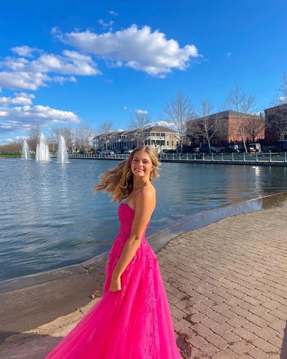 Sweetheart A-Line Long Party Prom Dress with Appliques And Split    fg4579