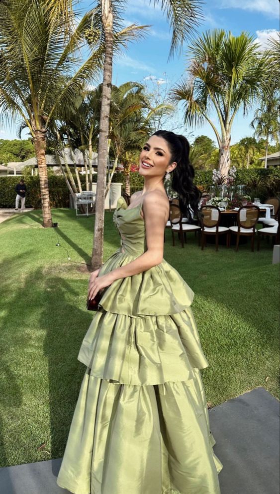 A-Line Prom Dresses Sage Dress Wedding Guest Party Evening Dress      fg3955