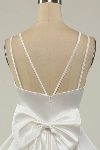 Double Straps White Satin Short Homecoming Party Dress    fg3760