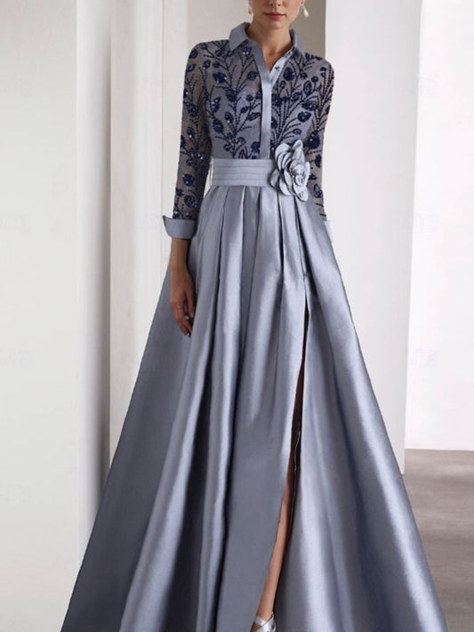 Glitter Slit Embroidery Women's Dress