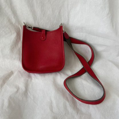 Hermes Red Clemence Leather Evelyne TPM Bag
