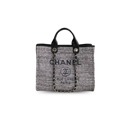 Chanel Deauville Tote Raffia Canvas Bag