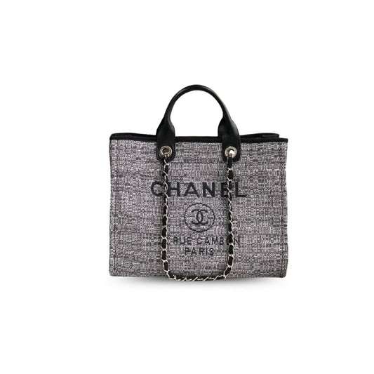 Chanel Deauville Tote Raffia Canvas Bag