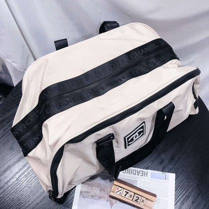 CHANEL SPORT LINE IVORY BLACK BOSTON TRAVEL BAG