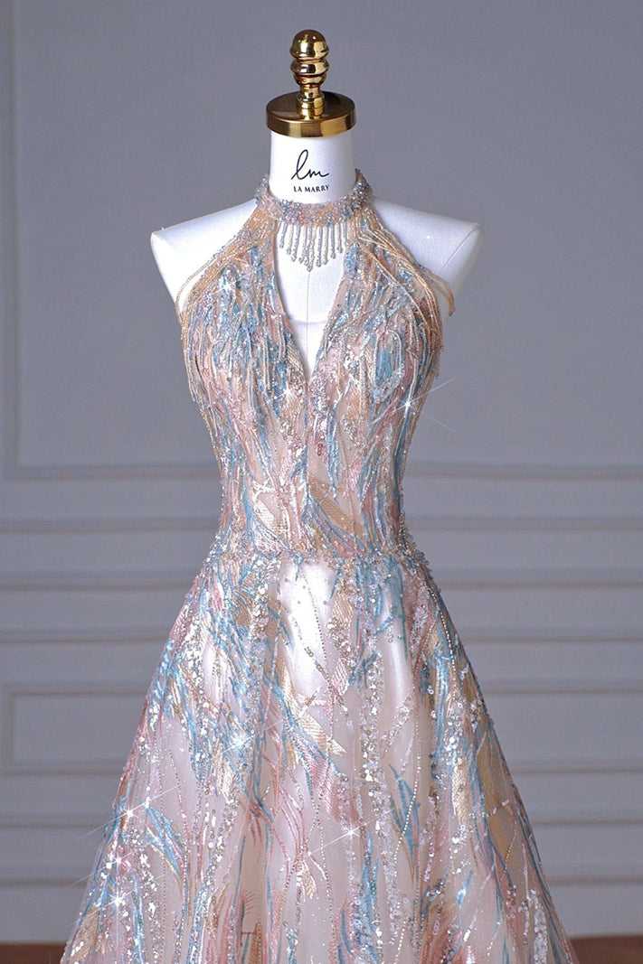 loveedsTM-French halter neck light luxury niche evening dress