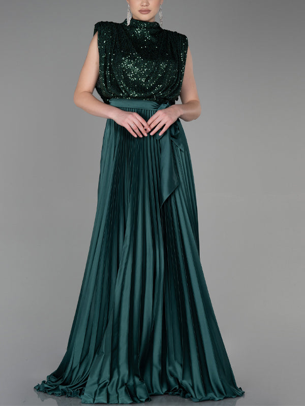 Sequined Sleeveless Top And Long Skirt Suit