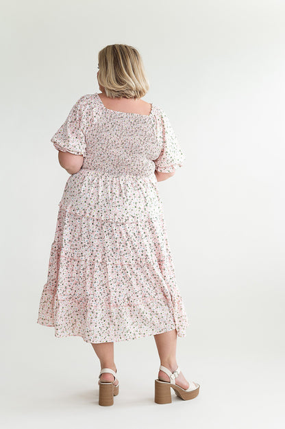 loveedsTM-Gabrielle Floral Midi Dress in Blush