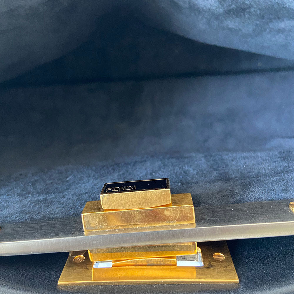 Fendi Black Leather Medium Peekaboo Top Handle Bag