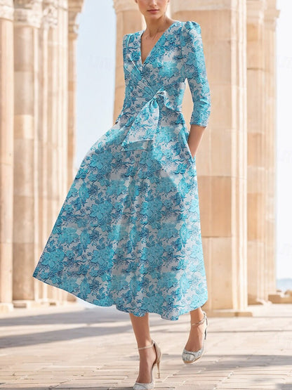 Jacquard Floral A-line Cocktail Dress