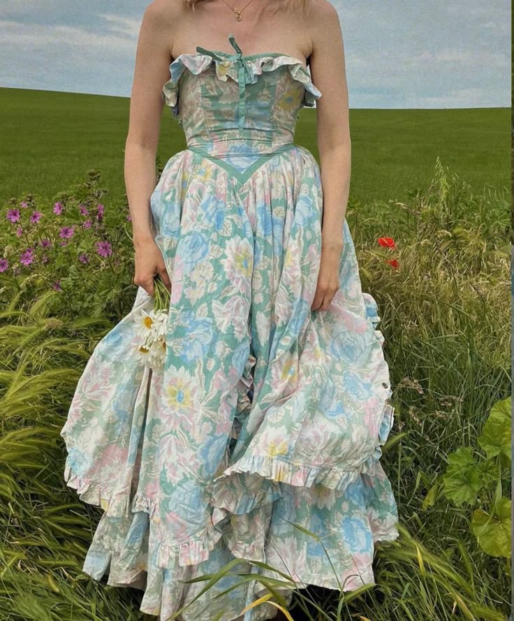 Blue Floral Elegant Delicate Ruffle Long Chiffon Homecoming Dress Prom Dress Evening Dress Wedding Guest Dress Birthday//garden Party Dress Prom Dress gh4089