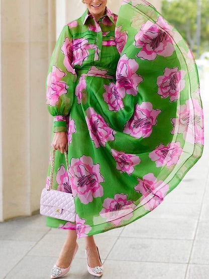 Organza Temperament Print Women's Dress