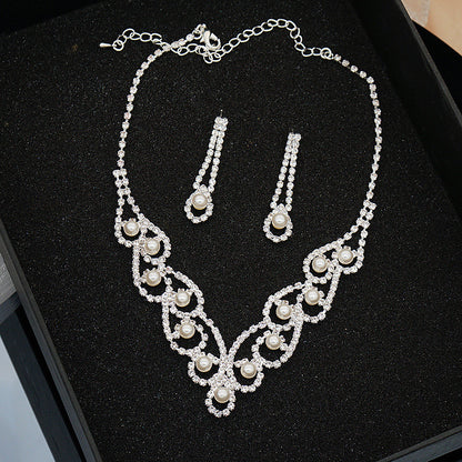 pearl necklace earrings wedding jewelry set