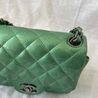 Chanel Green Leather Timeless Square Mini Flap Bag