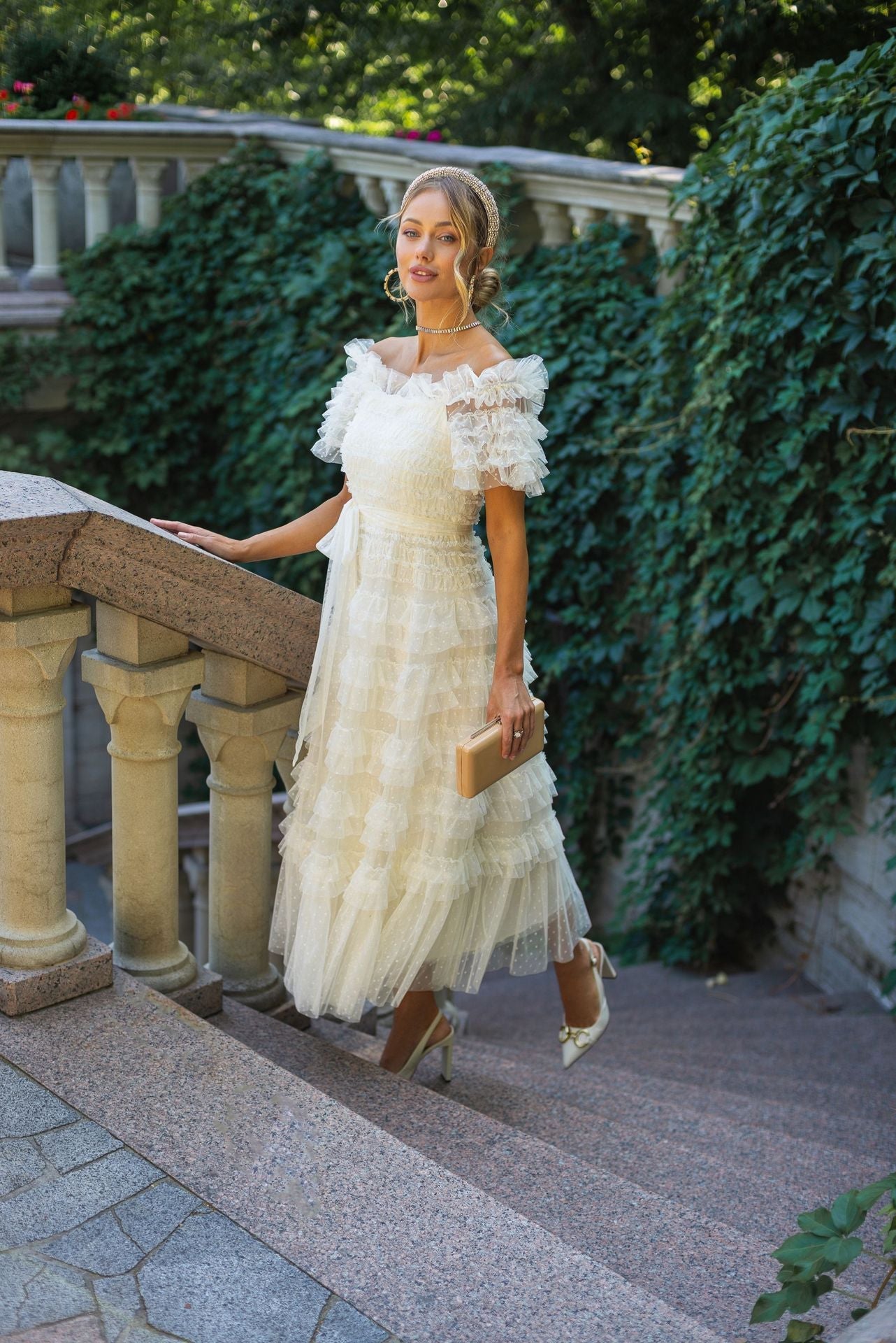 loveedsTM-Waist slimming midi dress with large skirt