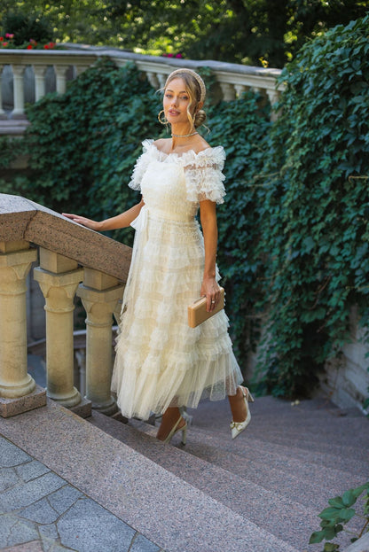 loveedsTM-Waist slimming midi dress with large skirt