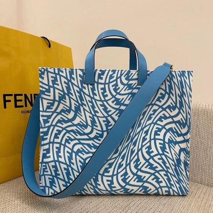 Fendi Tote Bag with FF Vertigo Print – Blue – Totes