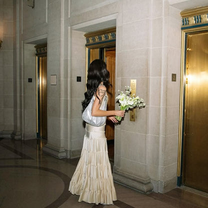 Simple A Line Spaghetti Strap Light Champagne Satin Evening Dress Party Dress SH2679