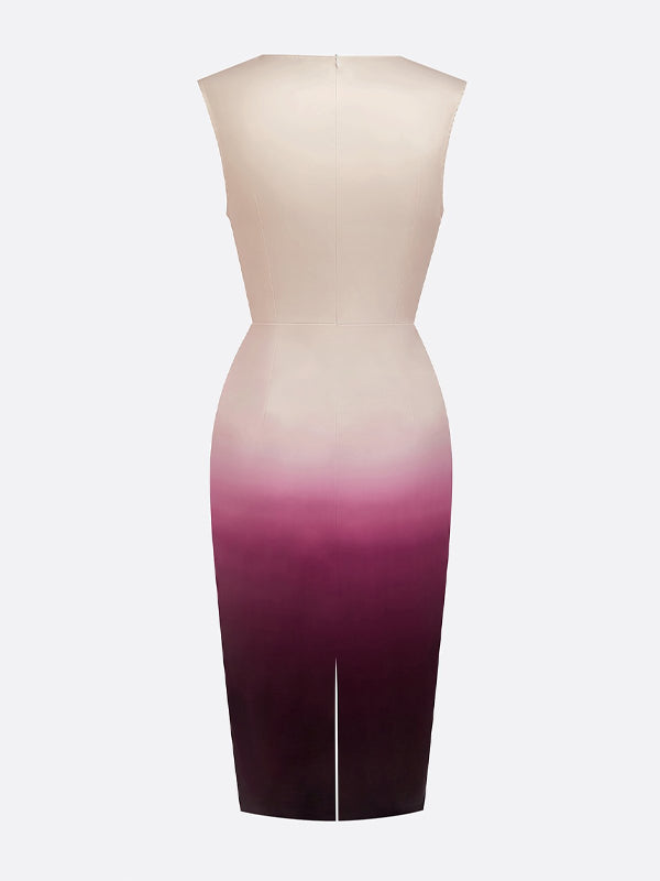 Elegant Ombre 3D Floral Midi Party Dress