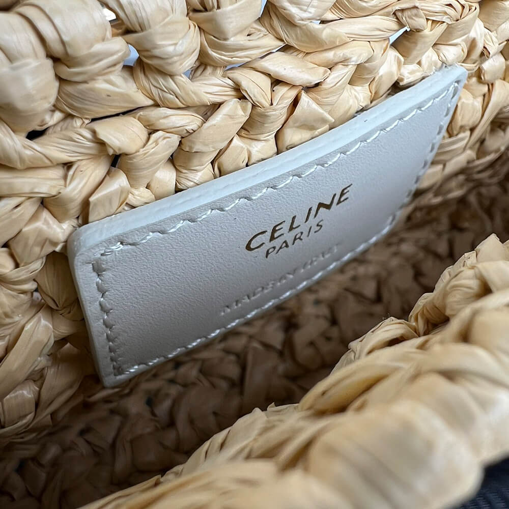 CELINE CHAIN SHOULDER BAG CLAUDE IN RAFFIA EFFECT TEXTILE