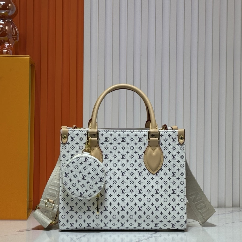 LOUIS VUITTON ONTHEGO PM AZURE BLUE AND SAND 25CM M15138