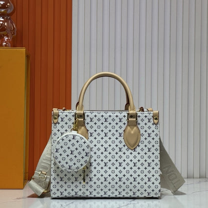 LOUIS VUITTON ONTHEGO PM AZURE BLUE AND SAND 25CM M15138