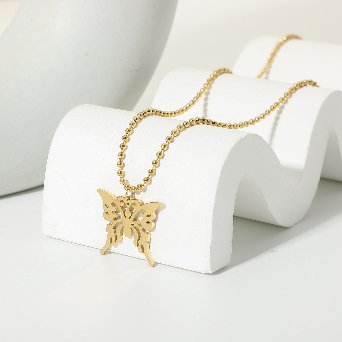 Golden Hollow Big Butterfly Pendant