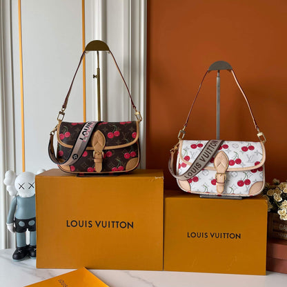 LOUIS VUITTON X TAKASHI MURAKAMI DIANE BAG MONOGRAM CHERRY WHITE 25CM