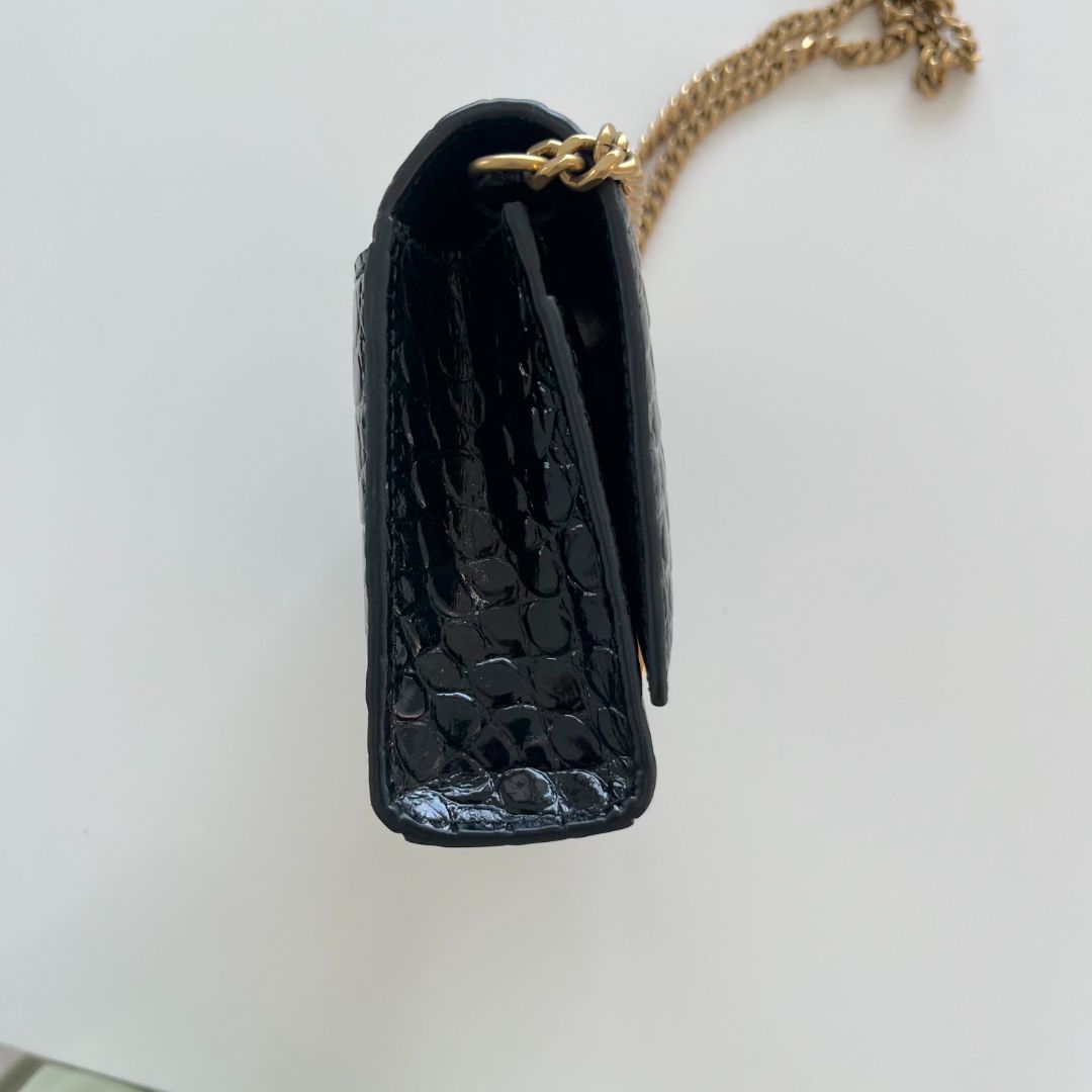 Balenciaga croc embossed hourglass XS top handle bag