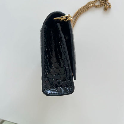 Balenciaga croc embossed hourglass XS top handle bag