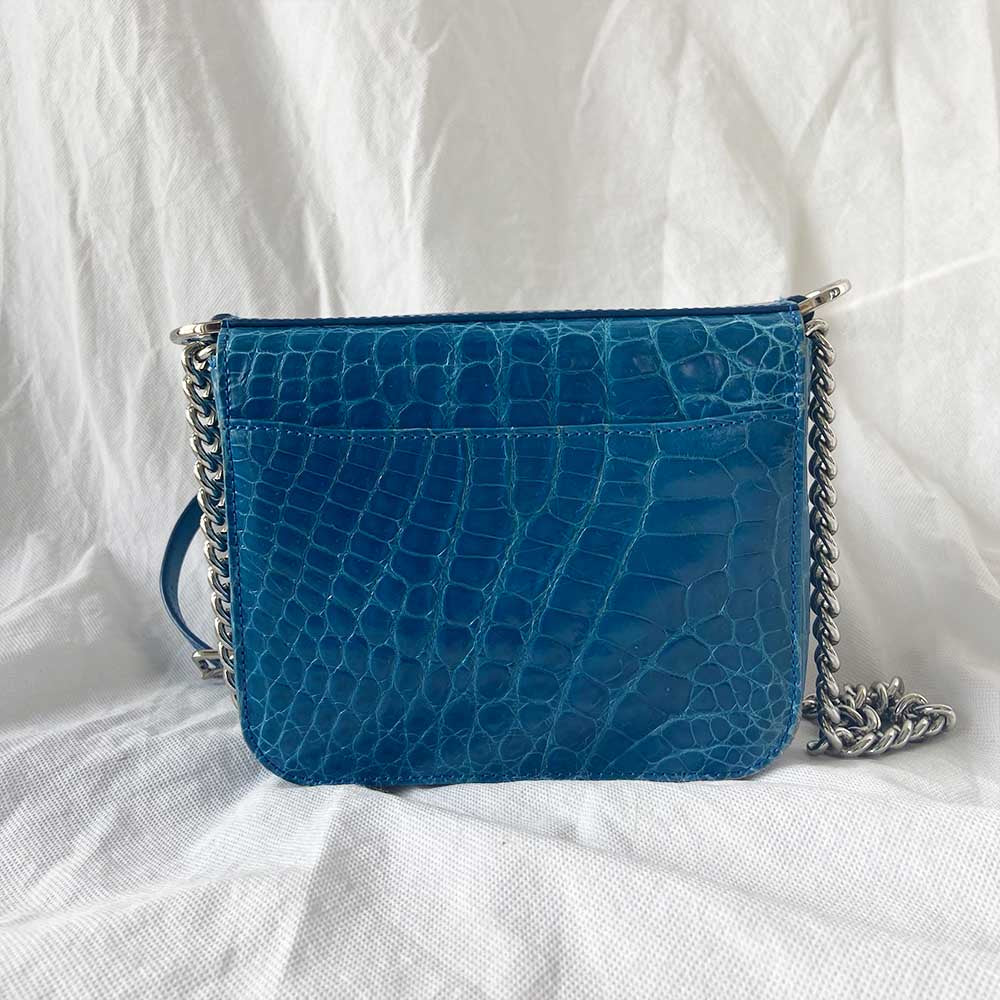 Kwanpen Crocodile Blue Box Bag