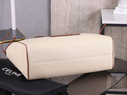 Celine Cabas Drawstring Cuir Triomphe In Textile And Calfskin Natural handbag