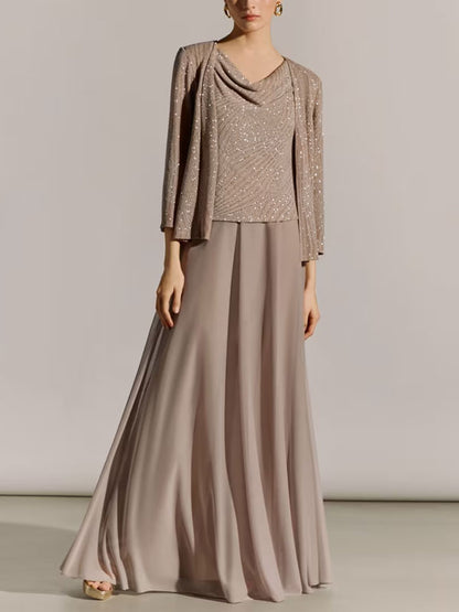 Vestido Comprido com Corpo de Glitter